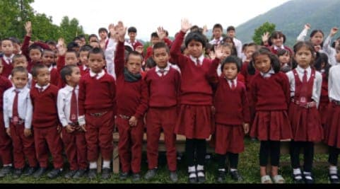 Teacher with students